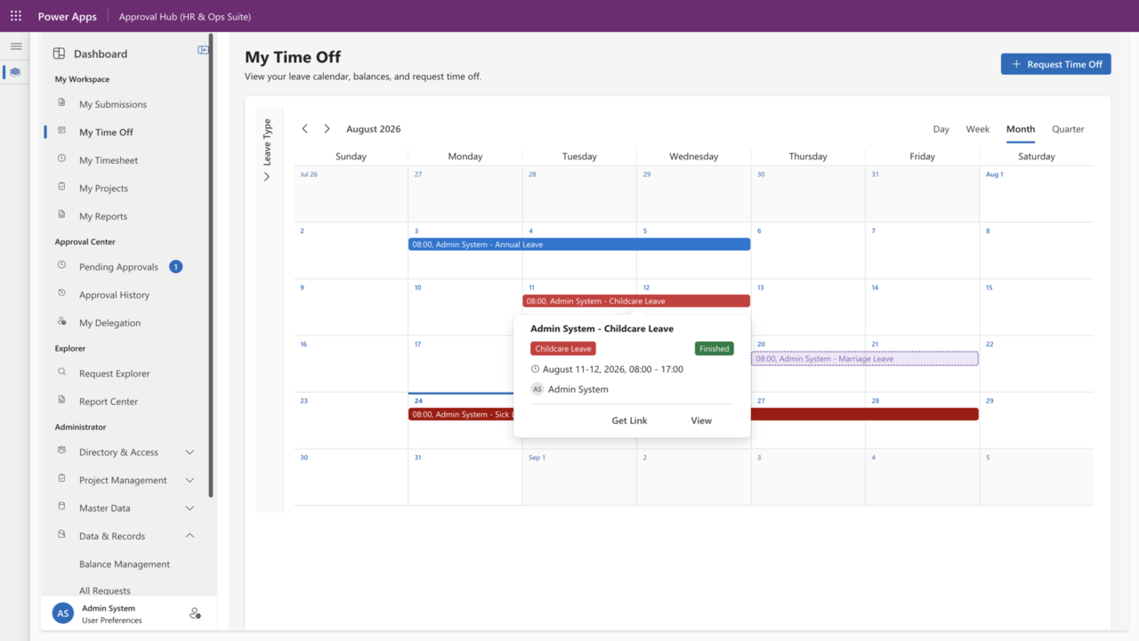 My Time Off & Leave Balances